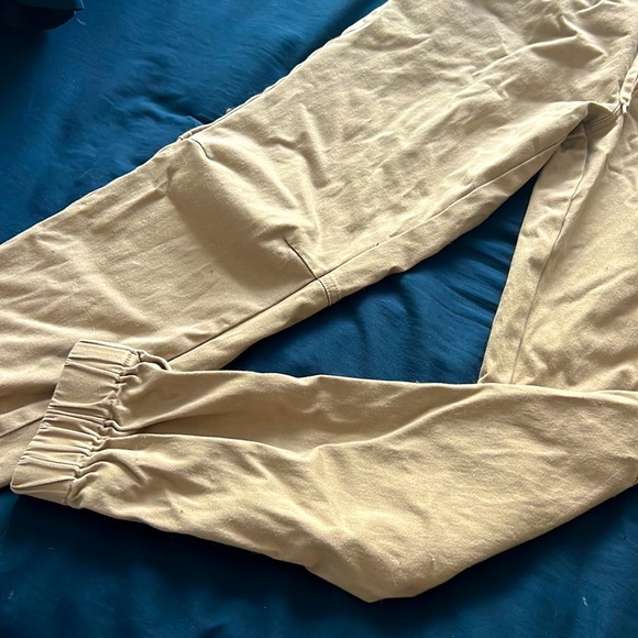 Tan colored casual skate style jogger, cuffed ankle - Picture 3 of 4